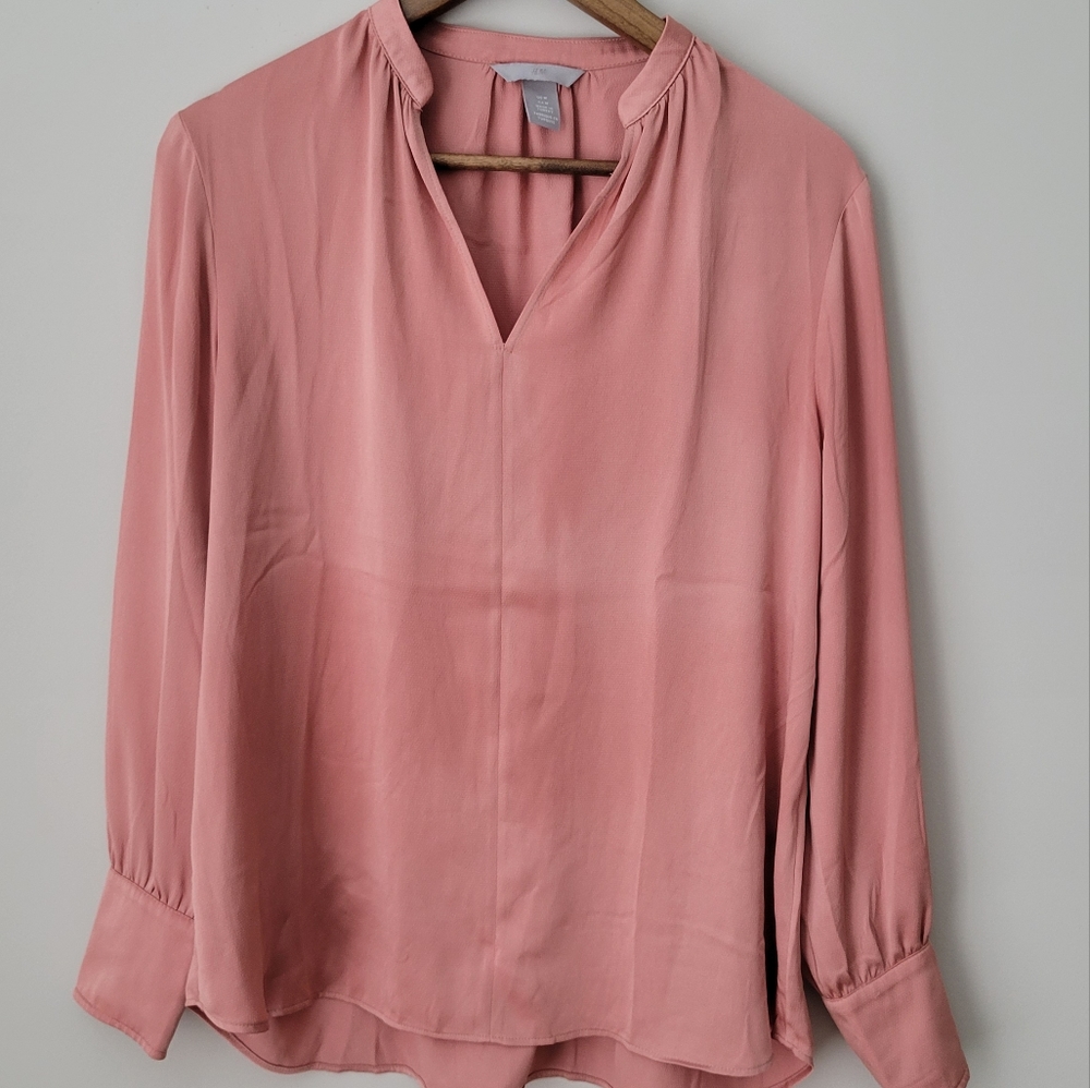 Long-Sleeve Blush / Rose Blouse (Medium)